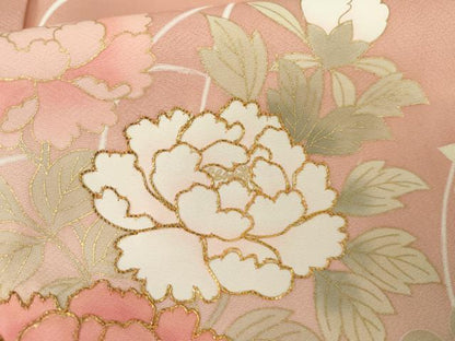 平和屋着物●訪問着　駒刺繍　草花文　暈し染め　金彩　正絹　逸品　AABG5301cs
