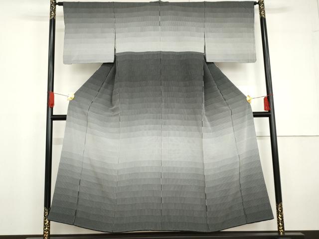 平和屋着物●伝統工芸士　田島輝久　江戸小紋　変わり縞　正絹　逸品　AABG5303cs