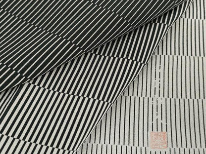 平和屋着物●伝統工芸士　田島輝久　江戸小紋　変わり縞　正絹　逸品　AABG5303cs