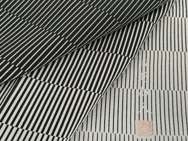 平和屋着物●伝統工芸士　田島輝久　江戸小紋　変わり縞　正絹　逸品　AABG5303cs