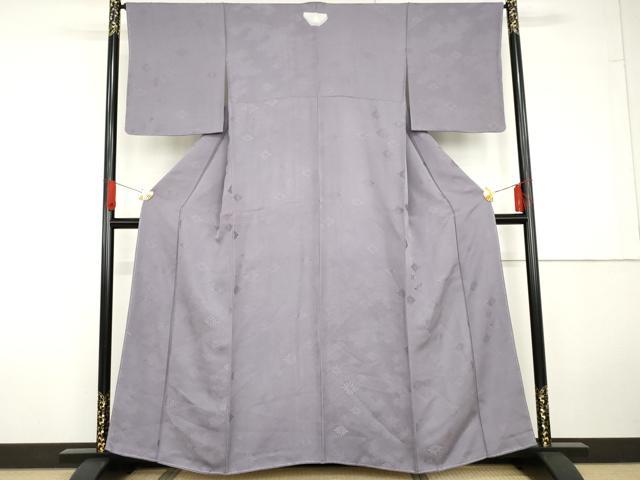 平和屋着物●上質な色無地　舞花地紋　竜胆色　正絹　逸品　未使用　AABG5305cs