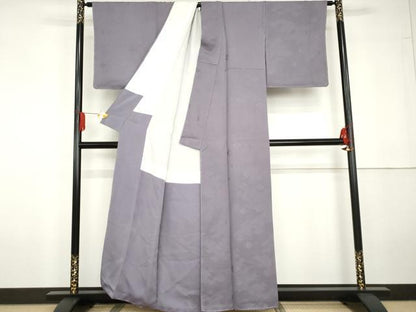平和屋着物●上質な色無地　舞花地紋　竜胆色　正絹　逸品　未使用　AABG5305cs