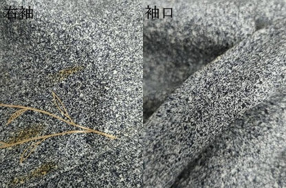 平和屋着物●訪問着　刺繍　地紙枝垂れ花文　たたき染め　黒地　金糸　金彩　正絹　逸品　AABG5306cs