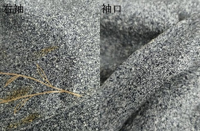 平和屋着物●訪問着　刺繍　地紙枝垂れ花文　たたき染め　黒地　金糸　金彩　正絹　逸品　AABG5306cs