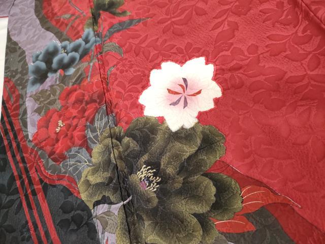 平和屋着物●豪華振袖　手描き　絞り　流水草花文　薔薇　バラ　金彩　正絹　逸品　AABG5308cs