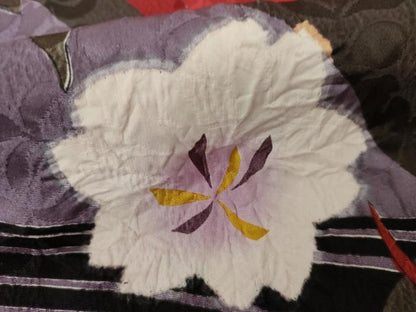 平和屋着物●豪華振袖　手描き　絞り　流水草花文　薔薇　バラ　金彩　正絹　逸品　AABG5308cs