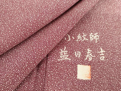 平和屋着物●日本工芸会正会員　藍田正雄の父・藍田春吉　江戸小紋　大小あられ　正絹　逸品　AABG5309cs
