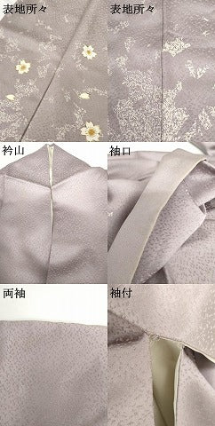 平和屋着物●北村眞一　訪問着　舞花文　金彩　銀通し地　正絹　逸品　AABG5313cs