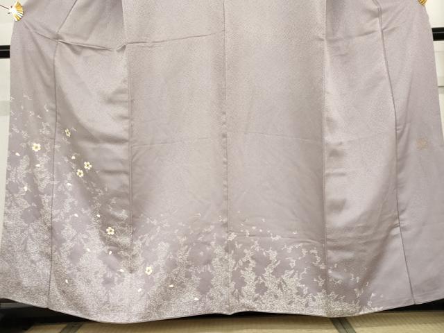 平和屋着物●北村眞一　訪問着　舞花文　金彩　銀通し地　正絹　逸品　AABG5313cs