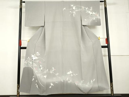 平和屋着物●訪問着　友禅　枝花文　暈し染め　正絹　逸品　AABG5314cs