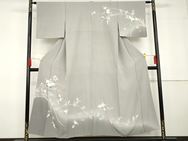 平和屋着物●訪問着　友禅　枝花文　暈し染め　正絹　逸品　AABG5314cs