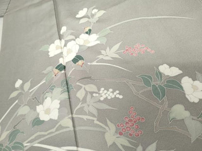 平和屋着物●訪問着　友禅　枝花文　暈し染め　正絹　逸品　AABG5314cs