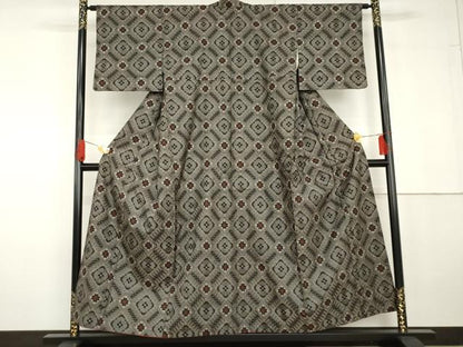 平和屋着物●本場大島紬　龍郷絣　正絹　逸品　AABG5316cs