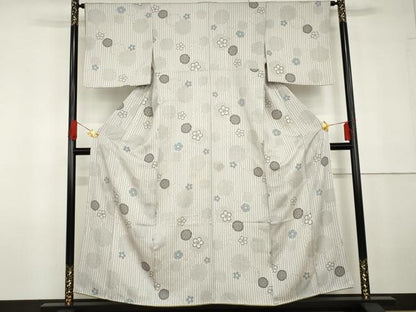 平和屋着物●上質な小紋　雪輪花文　正絹　逸品　AABG5321cs