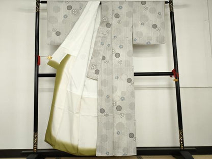 平和屋着物●上質な小紋　雪輪花文　正絹　逸品　AABG5321cs