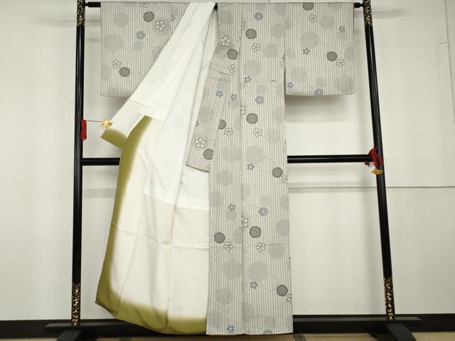 平和屋着物●上質な小紋　雪輪花文　正絹　逸品　AABG5321cs