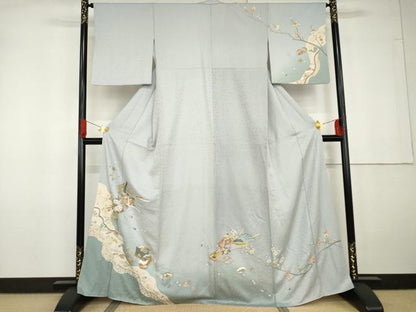 平和屋着物●訪問着　友禅　女人花文　暈し染め　金彩　正絹　逸品　AABG5325cs