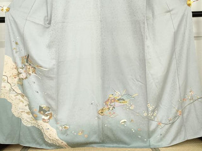 平和屋着物●訪問着　友禅　女人花文　暈し染め　金彩　正絹　逸品　AABG5325cs