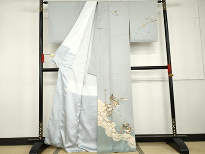 平和屋着物●訪問着　友禅　女人花文　暈し染め　金彩　正絹　逸品　AABG5325cs
