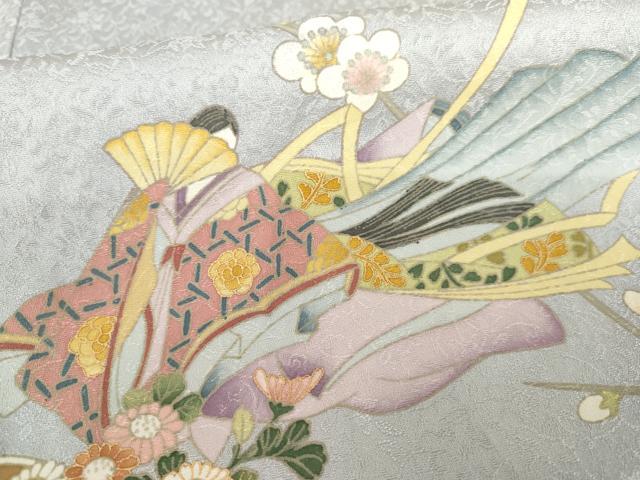 平和屋着物●訪問着　友禅　女人花文　暈し染め　金彩　正絹　逸品　AABG5325cs