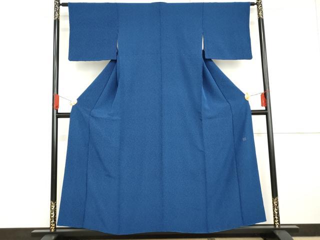 平和屋着物●藍染師　蓬菜正　小紋　藍　草花文　正絹　逸品　AABG5327cs