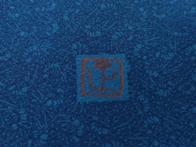 平和屋着物●藍染師　蓬菜正　小紋　藍　草花文　正絹　逸品　AABG5327cs