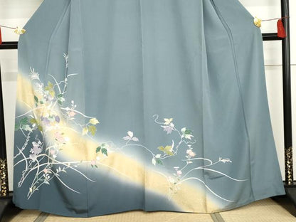 平和屋着物●訪問着　友禅　蔦の葉花文　暈し染め　金銀彩　正絹　逸品　AABG5332cs