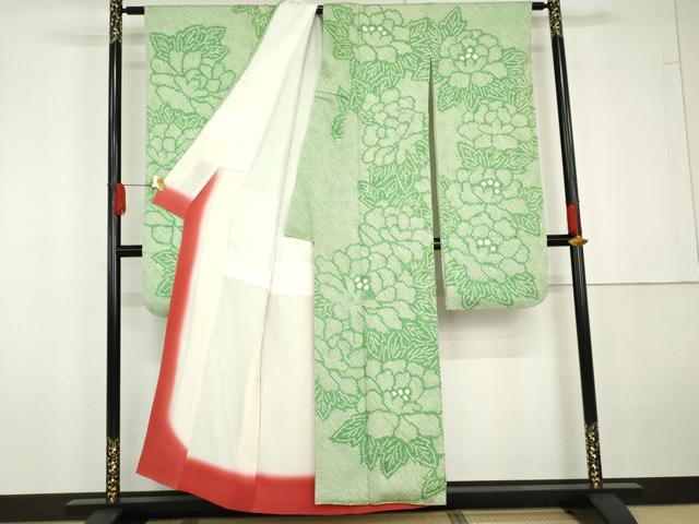 平和屋着物●豪華振袖　総絞り　草花文　正絹　逸品　AABG5335cs