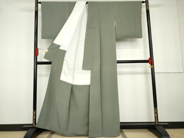 平和屋着物●上質な色無地　鶸茶色　正絹　逸品　未使用　AABG5338cs