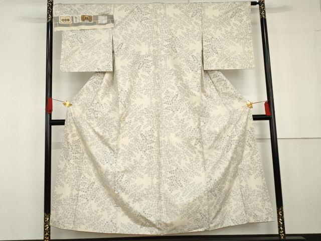 平和屋着物●本場大島紬　白大島　カタス7マルキ　枝葉文　友原織物謹製　証紙付き　正絹　逸品　AABG5339cs
