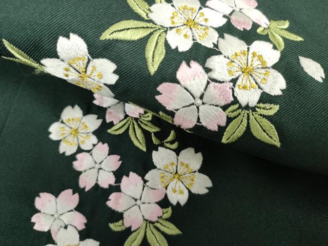 平和屋着物●女性　行灯袴　刺繍　葉桜　金糸　洗える着物　未使用　AABG5341cs