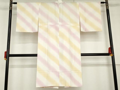 平和屋着物●長襦袢　無双仕立て　斜縞　紬屋吉平　たとう紙付き　正絹　逸品　未使用　AABG5349cs