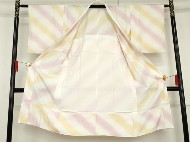 平和屋着物●長襦袢　無双仕立て　斜縞　紬屋吉平　たとう紙付き　正絹　逸品　未使用　AABG5349cs