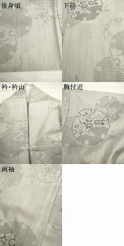 平和屋着物●結城紬　奥順　はたおり娘　単衣　100亀甲　飛び亀甲　雪輪草花文　証紙付き　正絹　逸品　AABG5352cs