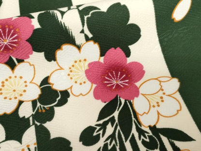平和屋着物●小振袖　二尺袖　枝垂れ桜文　洗える着物　AABG5359cs