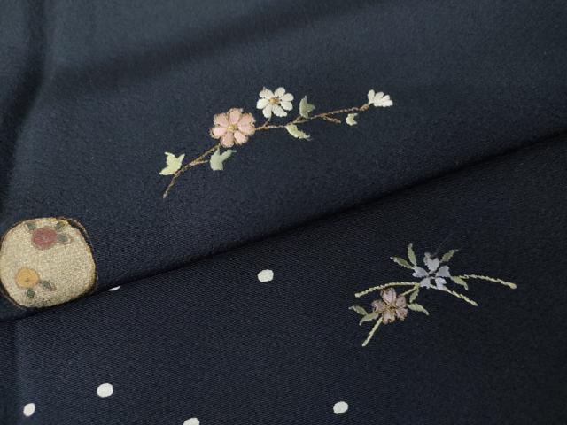 平和屋着物●訪問着　刺繍　枝花丸文　金糸　金銀彩　正絹　逸品　AABG5368cs