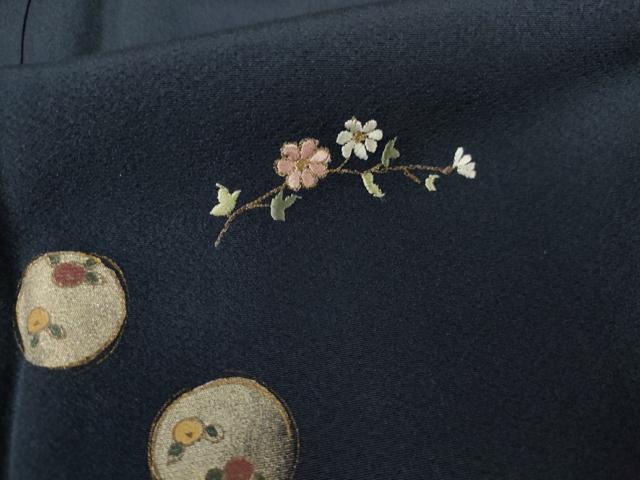平和屋着物●訪問着　刺繍　枝花丸文　金糸　金銀彩　正絹　逸品　AABG5368cs