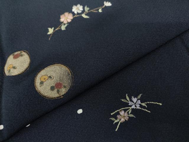 平和屋着物●訪問着　刺繍　枝花丸文　金糸　金銀彩　正絹　逸品　AABG5368cs