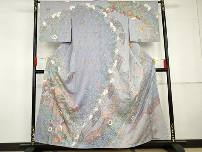 平和屋着物●訪問着　辻が花　金彩　正絹　逸品　未使用　AABG5373cs