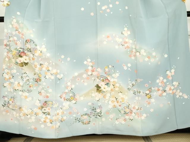 平和屋着物●訪問着　友禅　重ね山花丸文　暈し染め　金彩　正絹　逸品　AABG5380cs
