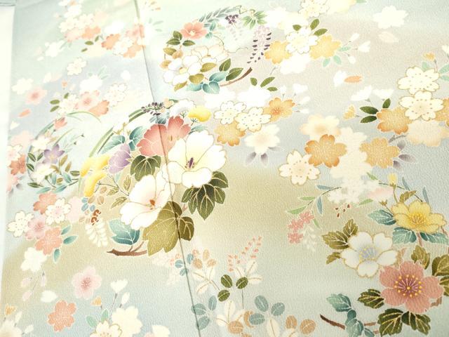平和屋着物●訪問着　友禅　重ね山花丸文　暈し染め　金彩　正絹　逸品　AABG5380cs