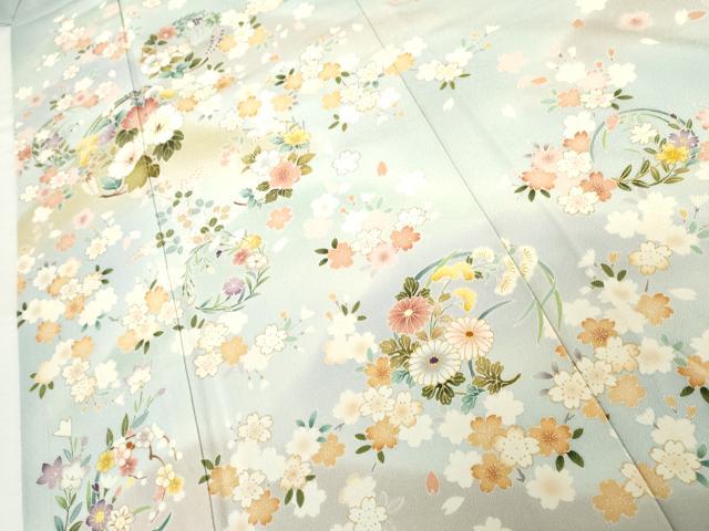 平和屋着物●訪問着　友禅　重ね山花丸文　暈し染め　金彩　正絹　逸品　AABG5380cs