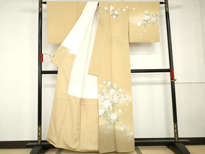 平和屋着物●訪問着　手描き　枝花文　暈し染め　正絹　逸品　AABG5381cs