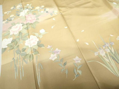 平和屋着物●訪問着　手描き　枝花文　暈し染め　正絹　逸品　AABG5381cs