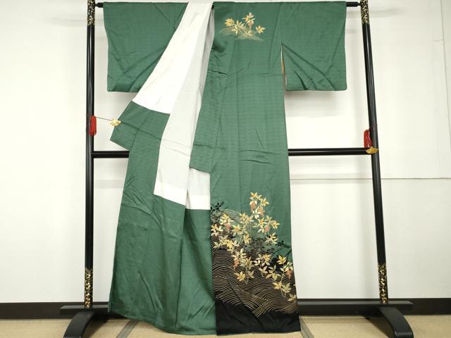 平和屋着物●訪問着　立波枝葉文　金彩　正絹　逸品　AABG5387cs