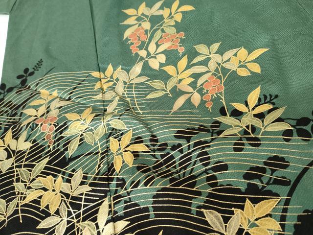 平和屋着物●訪問着　立波枝葉文　金彩　正絹　逸品　AABG5387cs