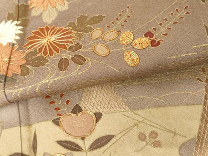 平和屋着物●訪問着　駒刺繍　立波花船文　暈し染め　金彩　正絹　逸品　AABG5395cs