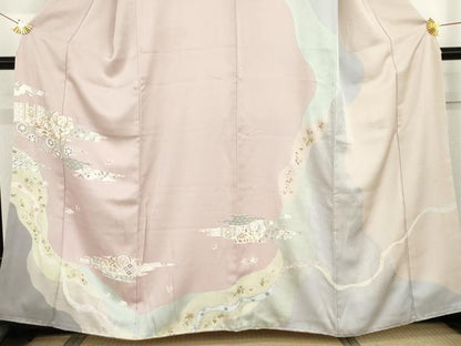 平和屋着物●訪問着　友禅　駒刺繍　鳳凰吉祥花唐草文　金彩　正絹　逸品　AABG5396cs