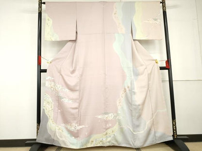 平和屋着物●訪問着　友禅　駒刺繍　鳳凰吉祥花唐草文　金彩　正絹　逸品　AABG5396cs