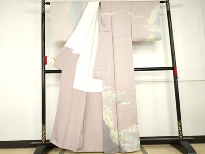平和屋着物●訪問着　友禅　駒刺繍　鳳凰吉祥花唐草文　金彩　正絹　逸品　AABG5396cs
